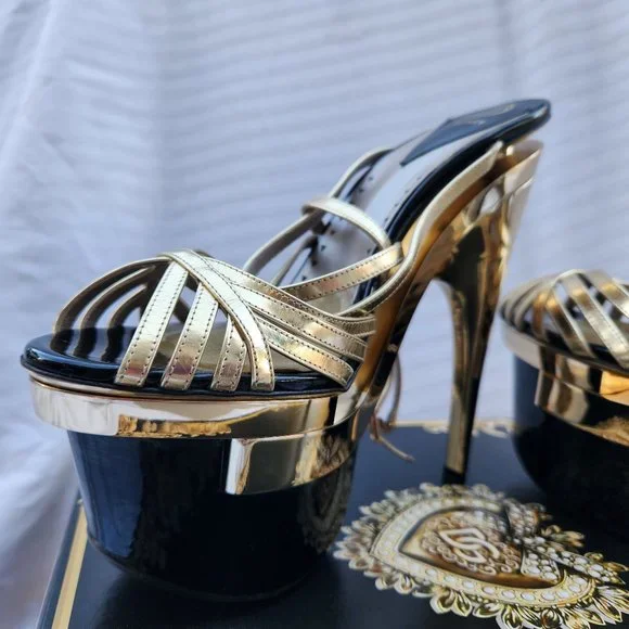 Versace | Shoes | New Versace Gold Leather Triple Platform